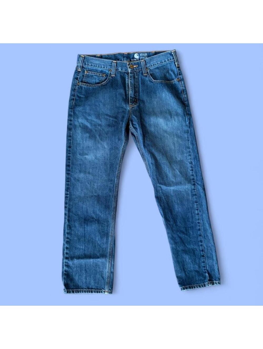 Vintage Carhartt Straight Leg Blue Denim Jeans 100% Cotton size 34x30